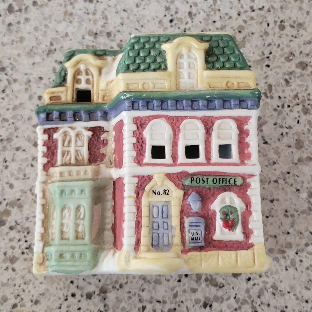 VTG 90s Victorian Village Collectibles Christmas Handpainted POST OFFICE 1996